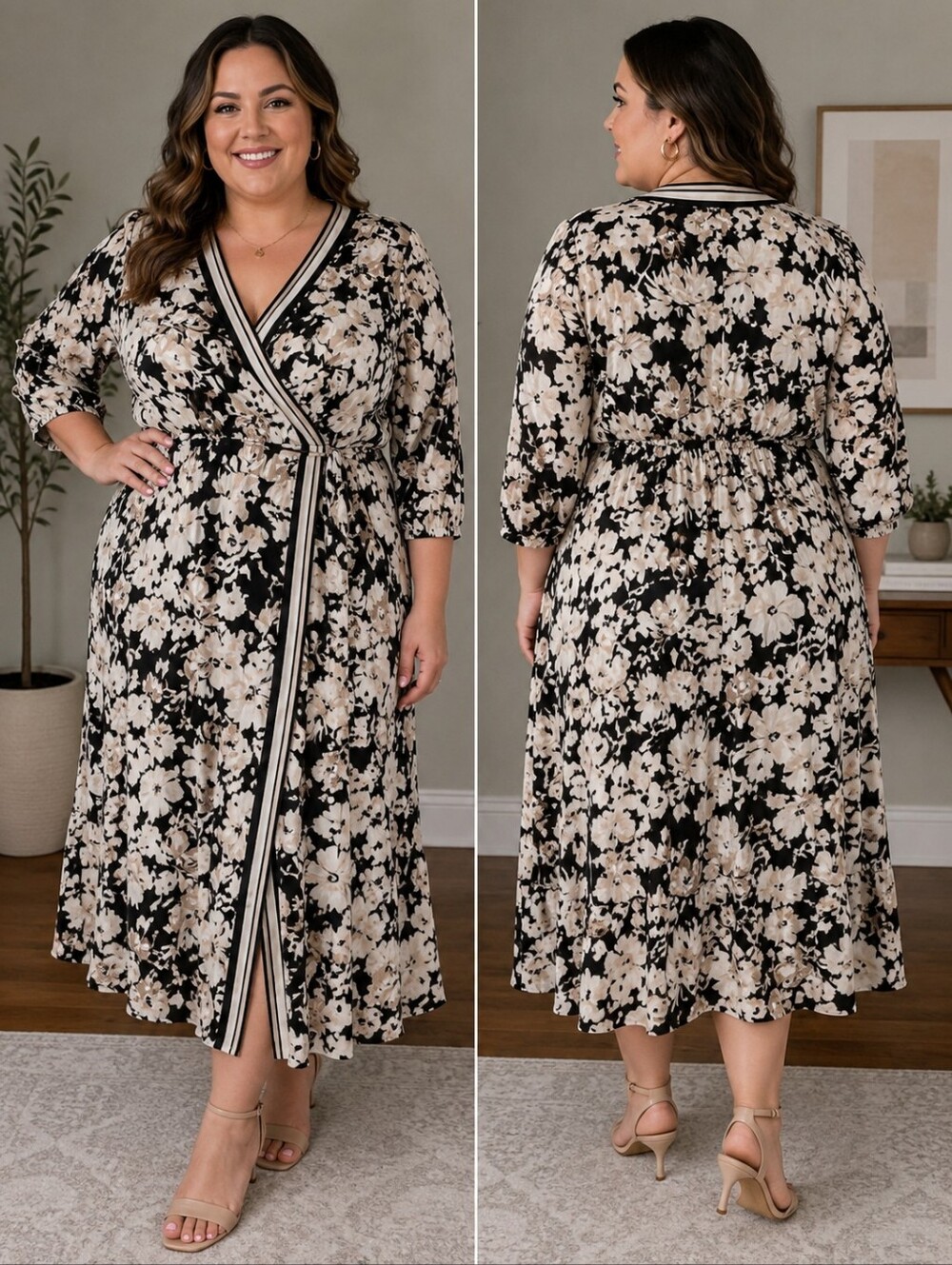 Lane Bryant Black and White Floral Maxi Dress
